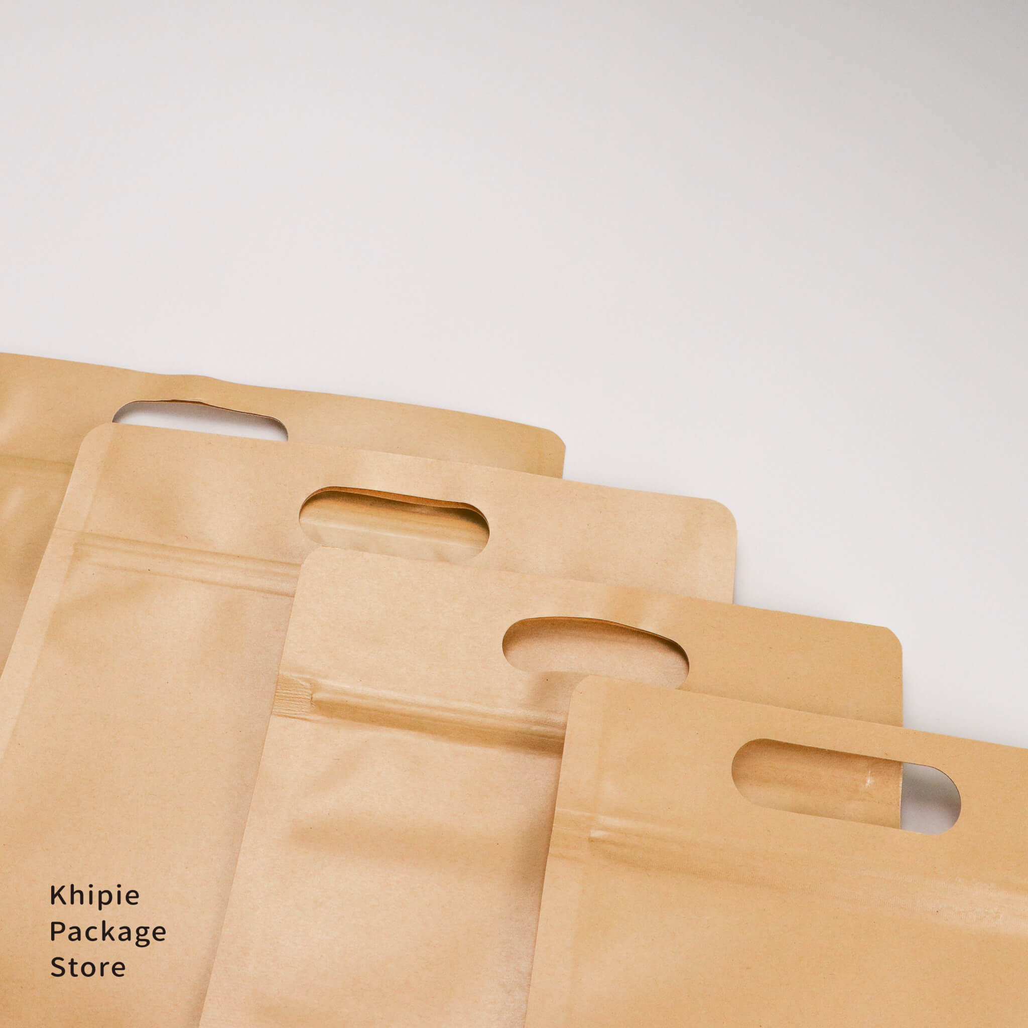 手提夾鏈立袋｜牛皮橫窗