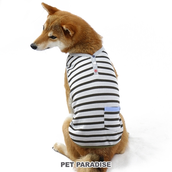 【PET PARADISE】 寵物衣服-三色扣條紋灰 SS