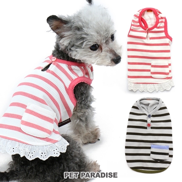 【PET PARADISE】 寵物衣服-三色扣條紋灰 DM