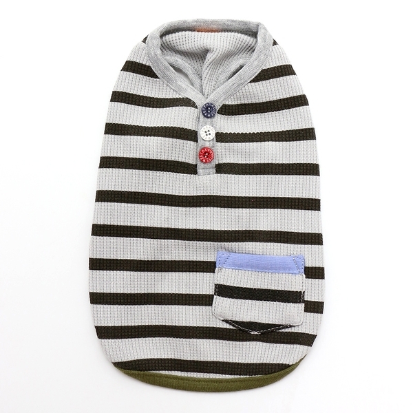 【PET PARADISE】寵物衣服-三色扣條紋灰 DSS