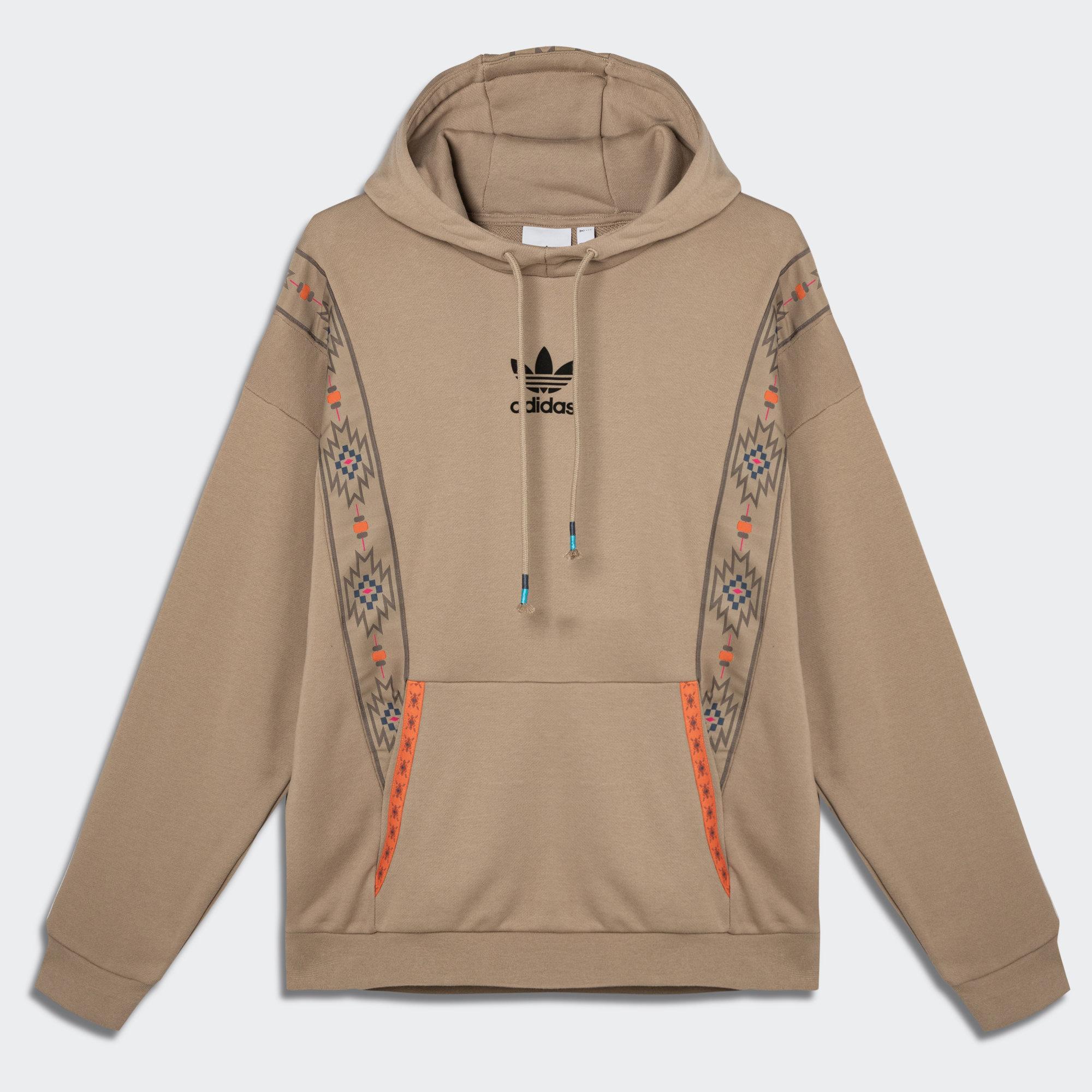 【 adidas FP HOODIE "STREET_FOLK" 民族風 - 奶茶 】