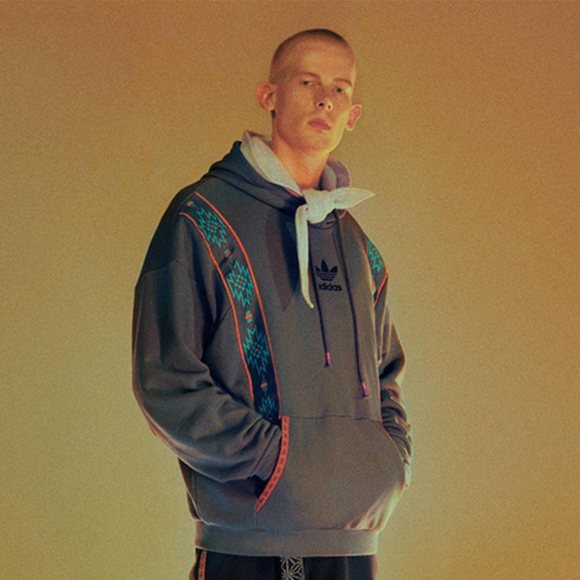 【 adidas FP HOODIE "STREET_FOLK" 民族風 - 莫迪藍 】