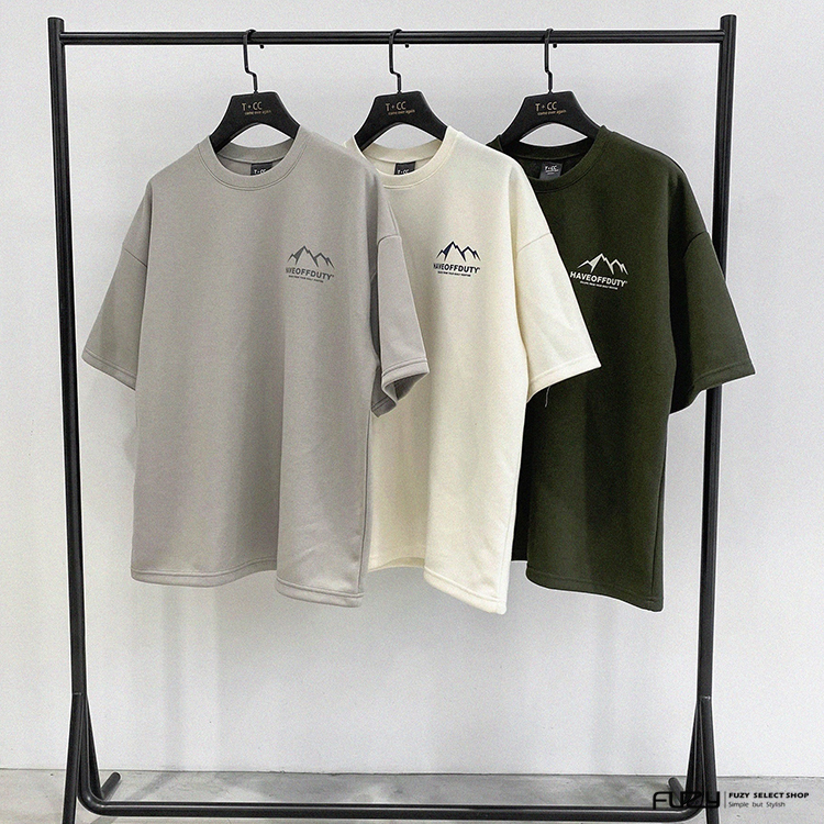 SALE - 寬版 手繪山脈 厚磅 短袖 寬鬆 短T【 FUZY 】- S201437