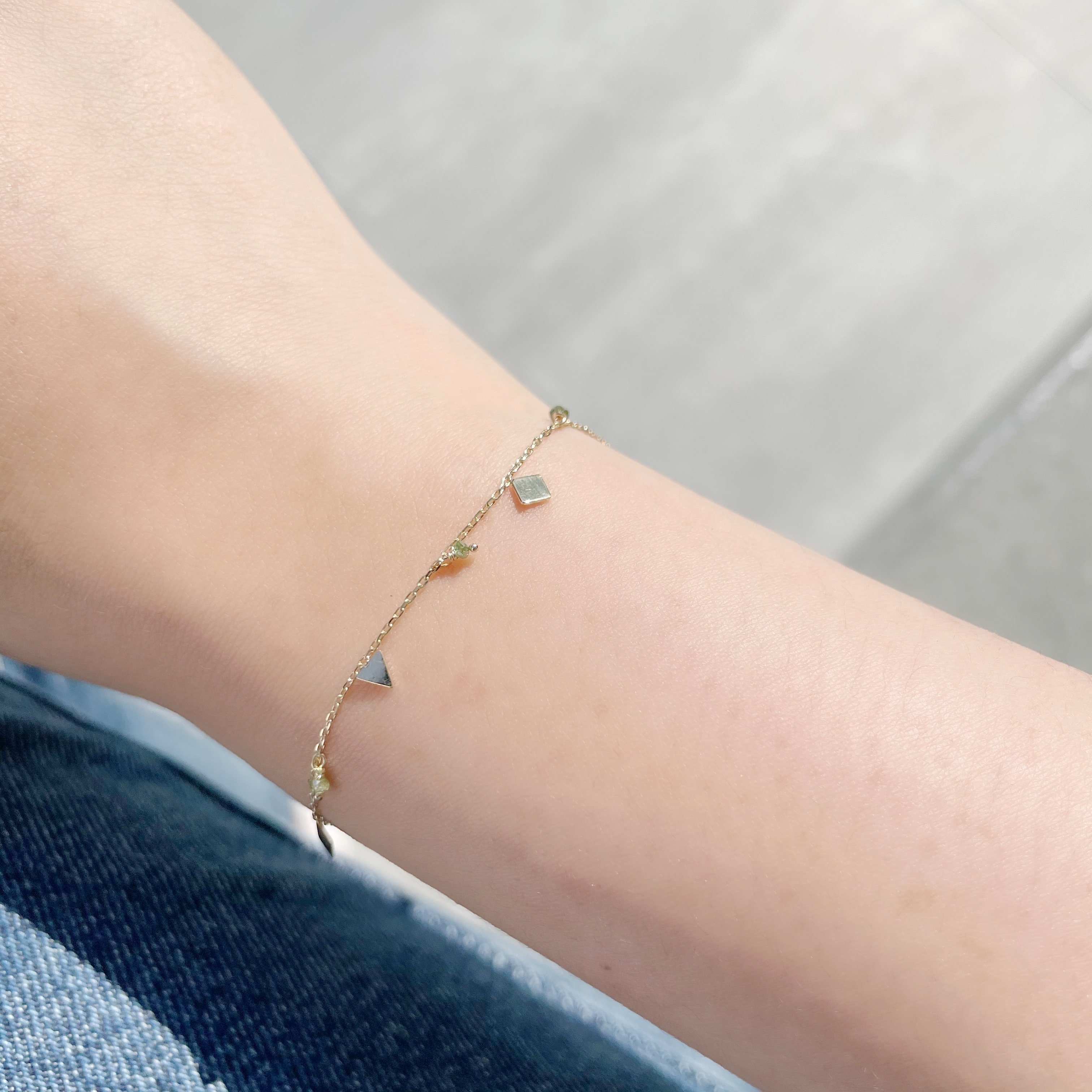 14K幾何晃晃綠鑽手鍊