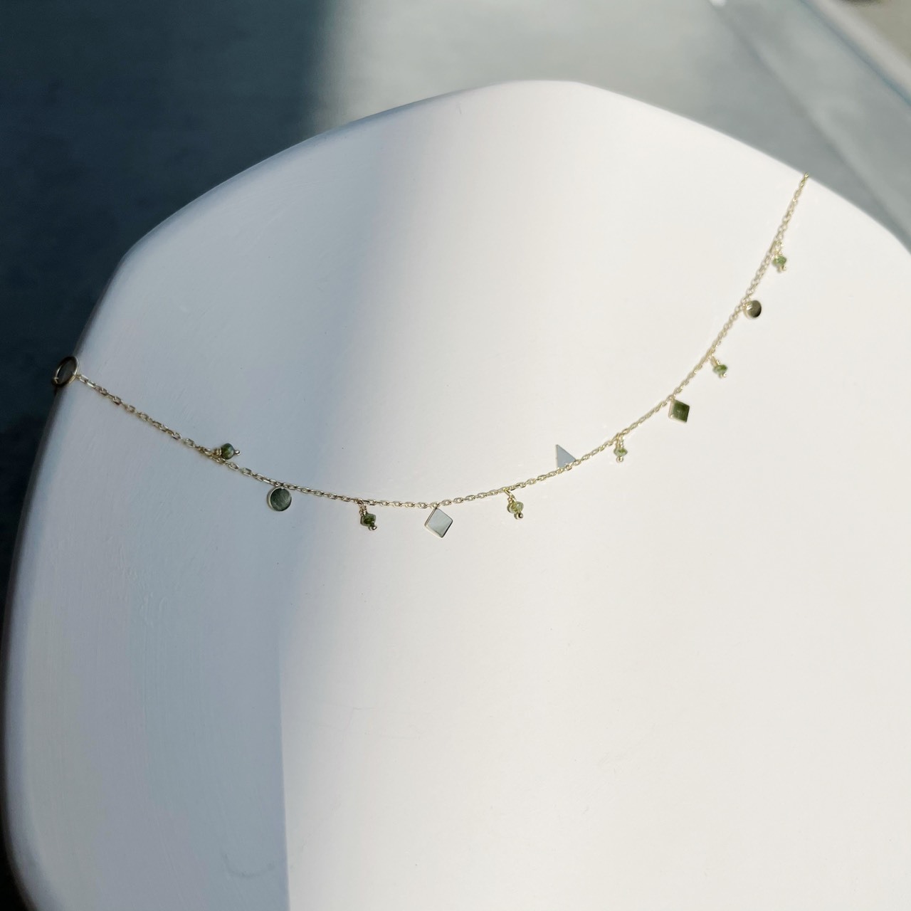 14K幾何晃晃綠鑽手鍊