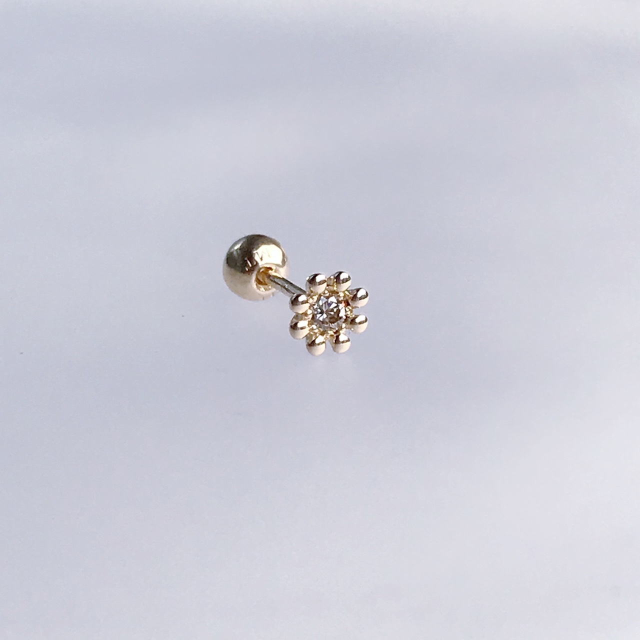 14K顯大小花三分真鑽轉珠耳環