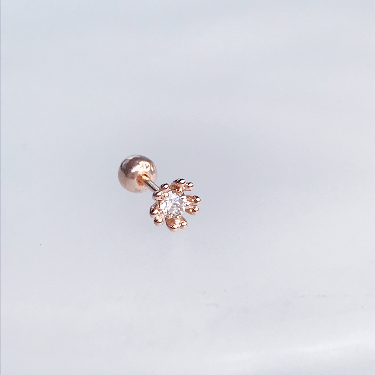 14K顯大扶桑三分真鑽轉珠耳環