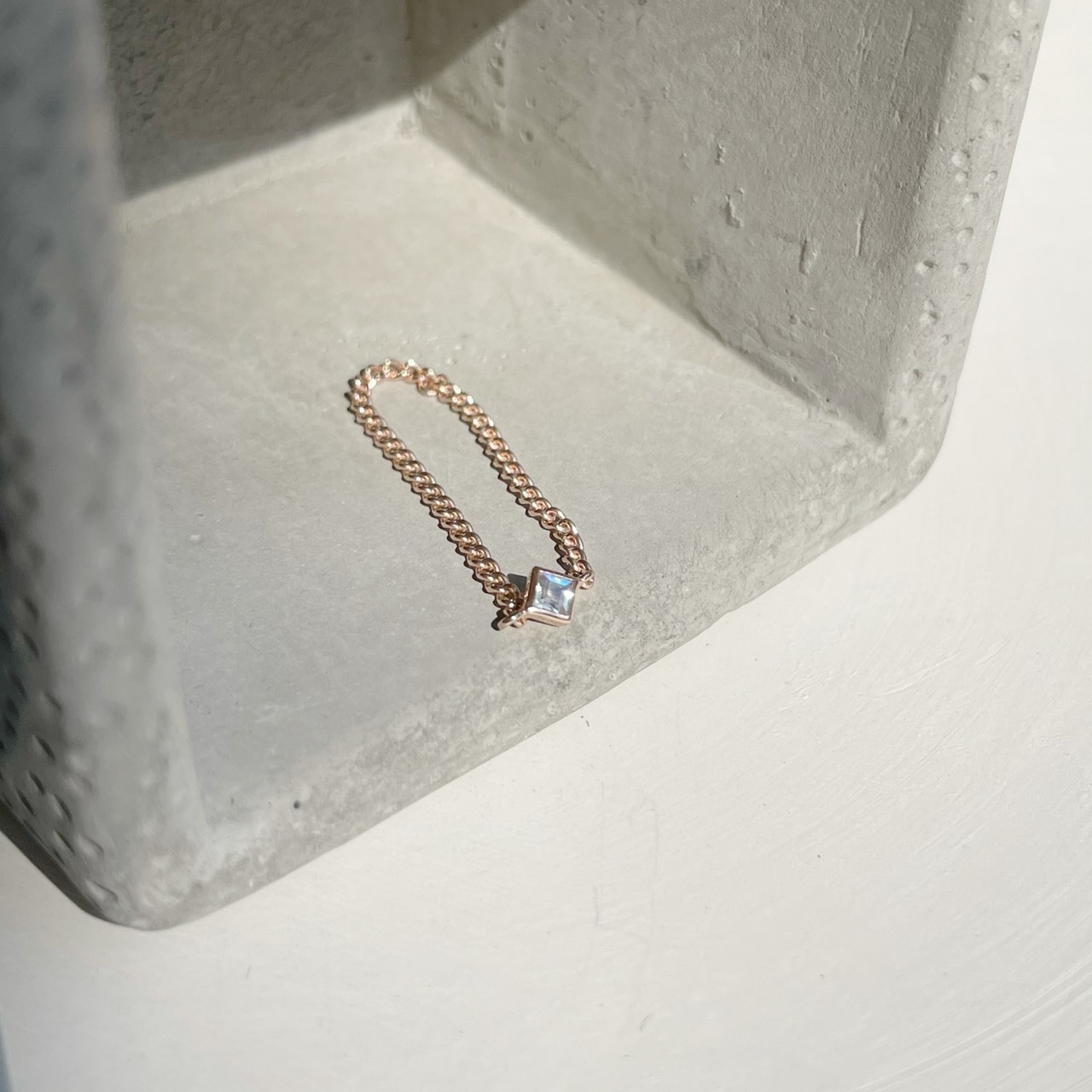 14K菱形月光鍊戒