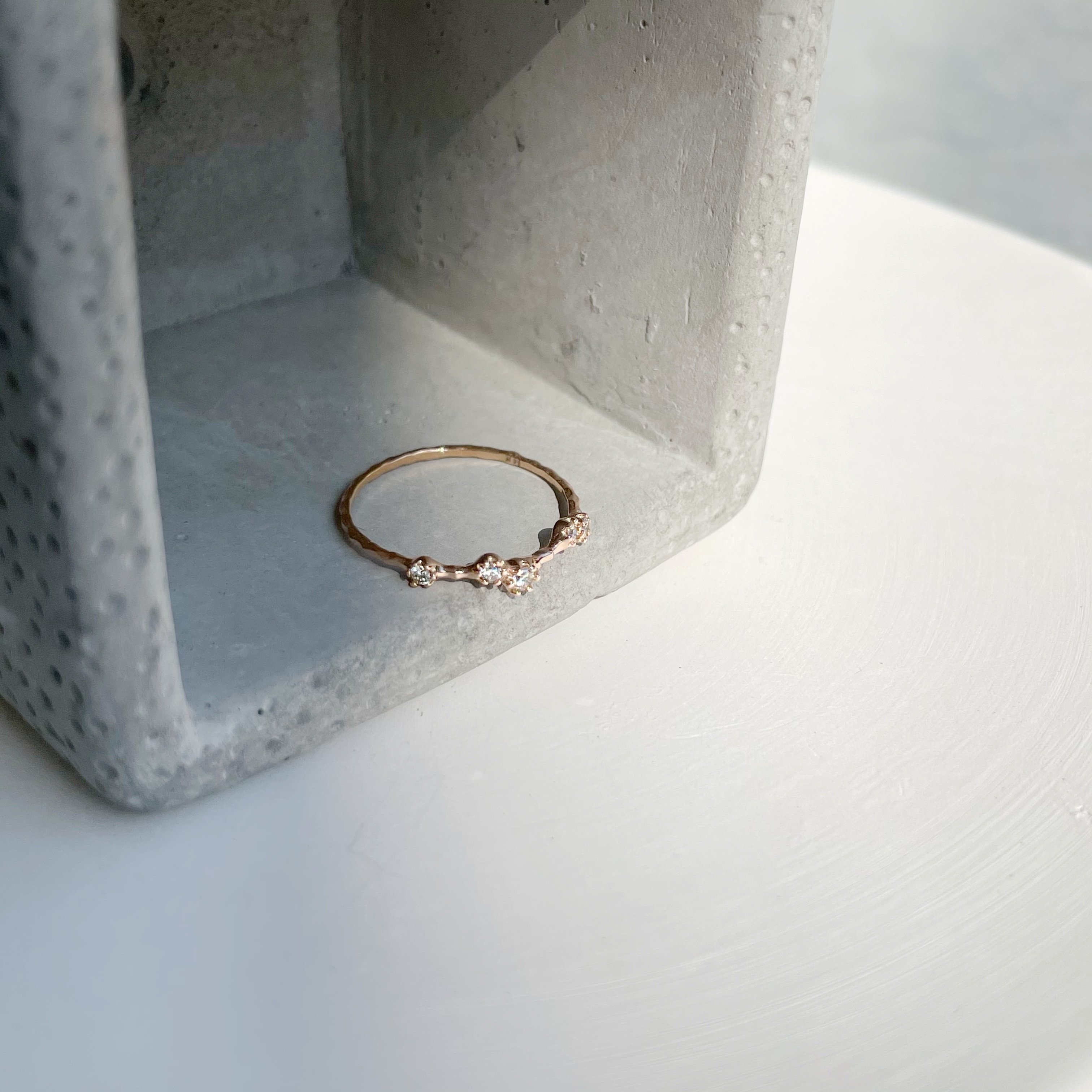 14K不規則小花亮棕鑽戒指