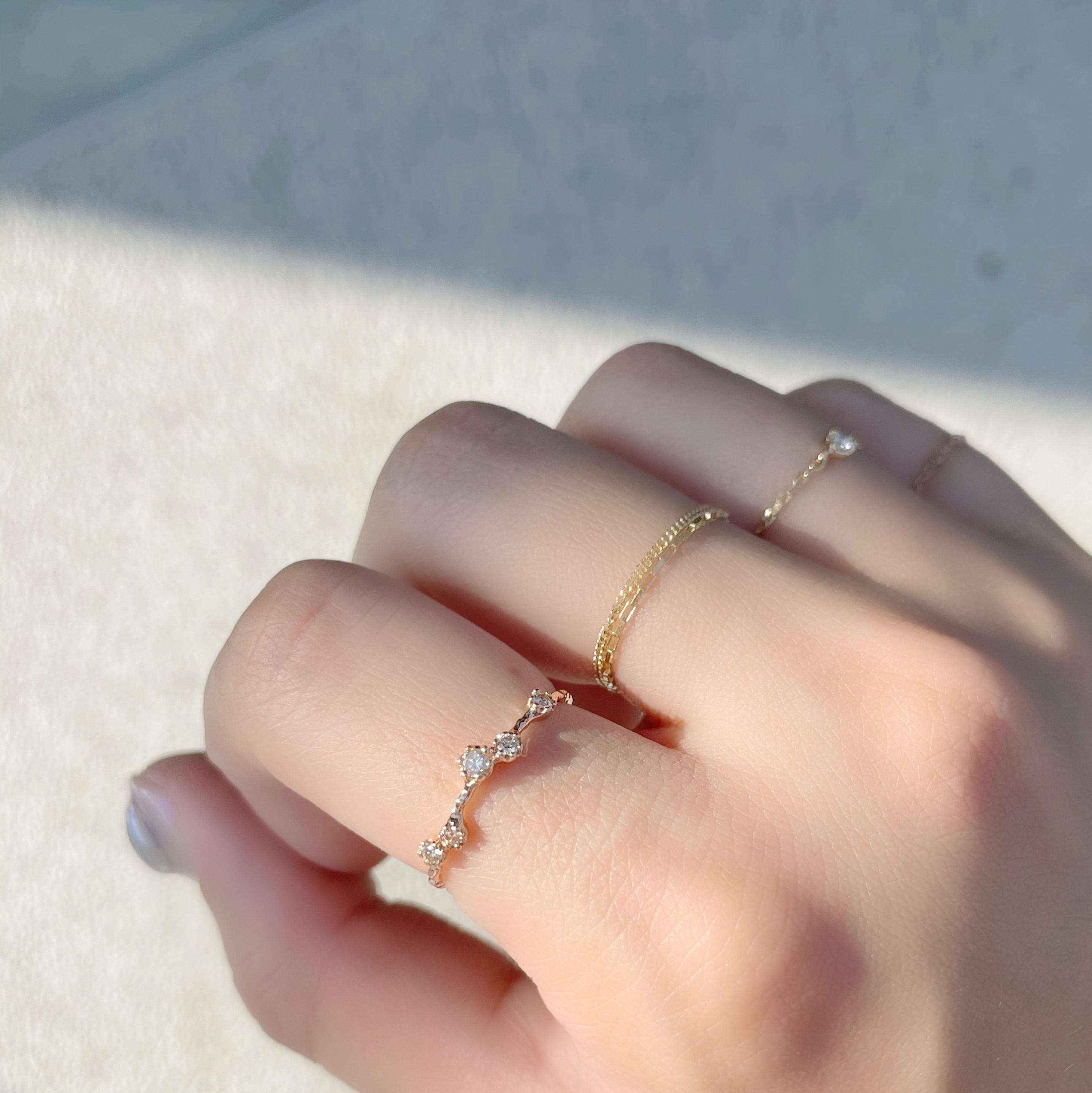 14K不規則小花亮棕鑽戒指