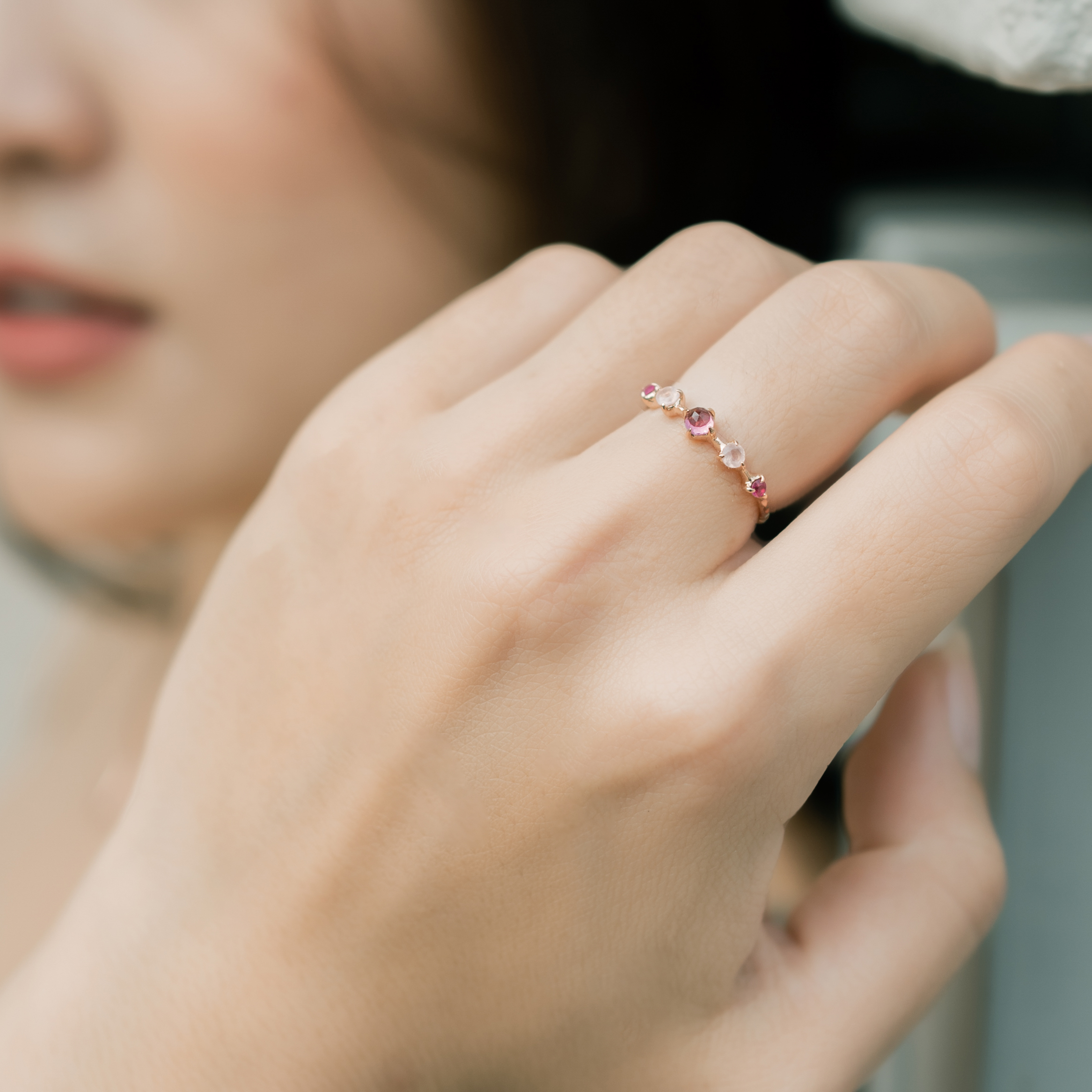 14K紅色行星系寶石戒指