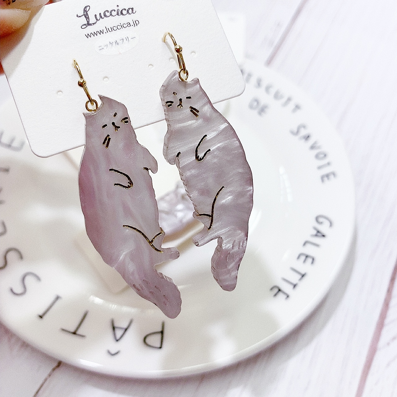 [日本制]Luccica 肥貓咪耳環/髮夾 (*網站限定優惠價*)
