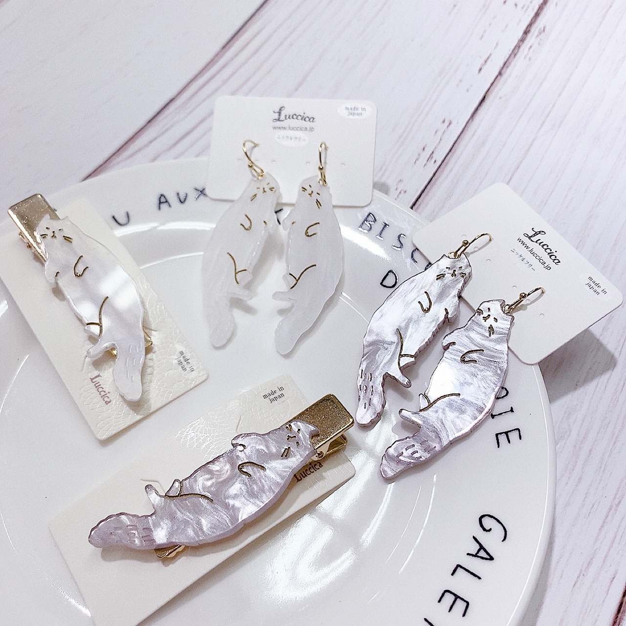 [日本制]Luccica 肥貓咪耳環/髮夾 (*網站限定優惠價*)