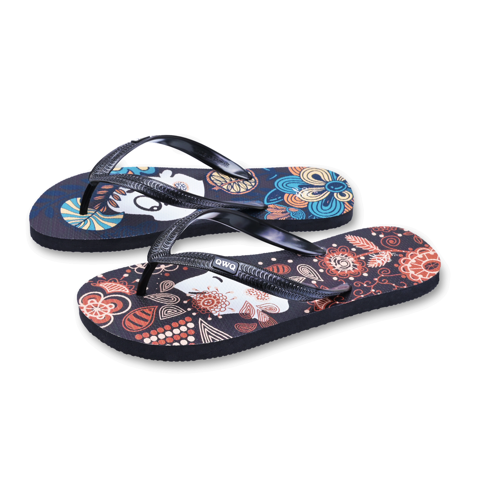 Melody 黑色 插圖男款夾腳拖鞋 文創繪圖情侶風格款