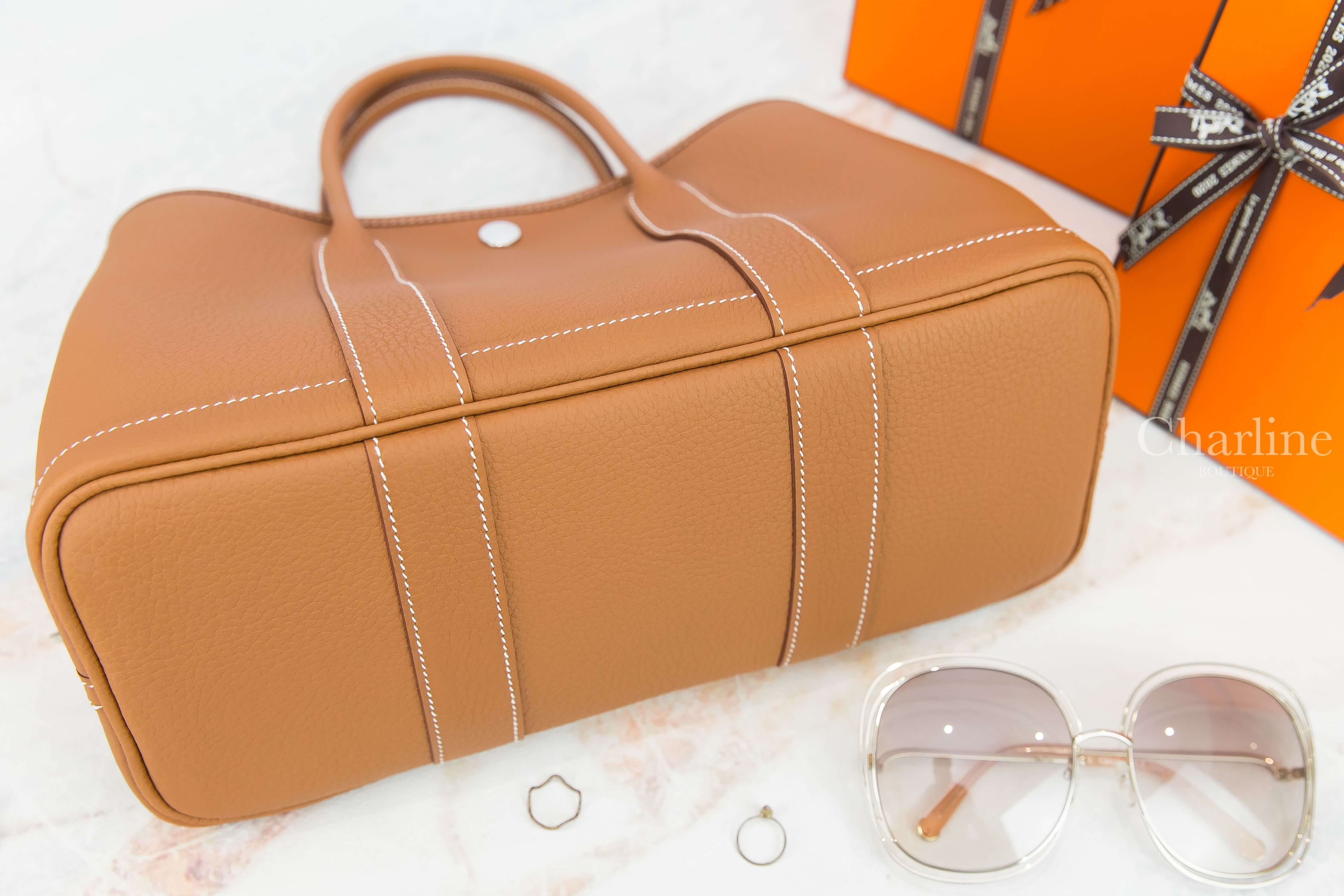Hermes Garden Party 30cm 37 Gold Veau Negonda Y刻焦糖色肩背包-Charline Boutique 精品代購