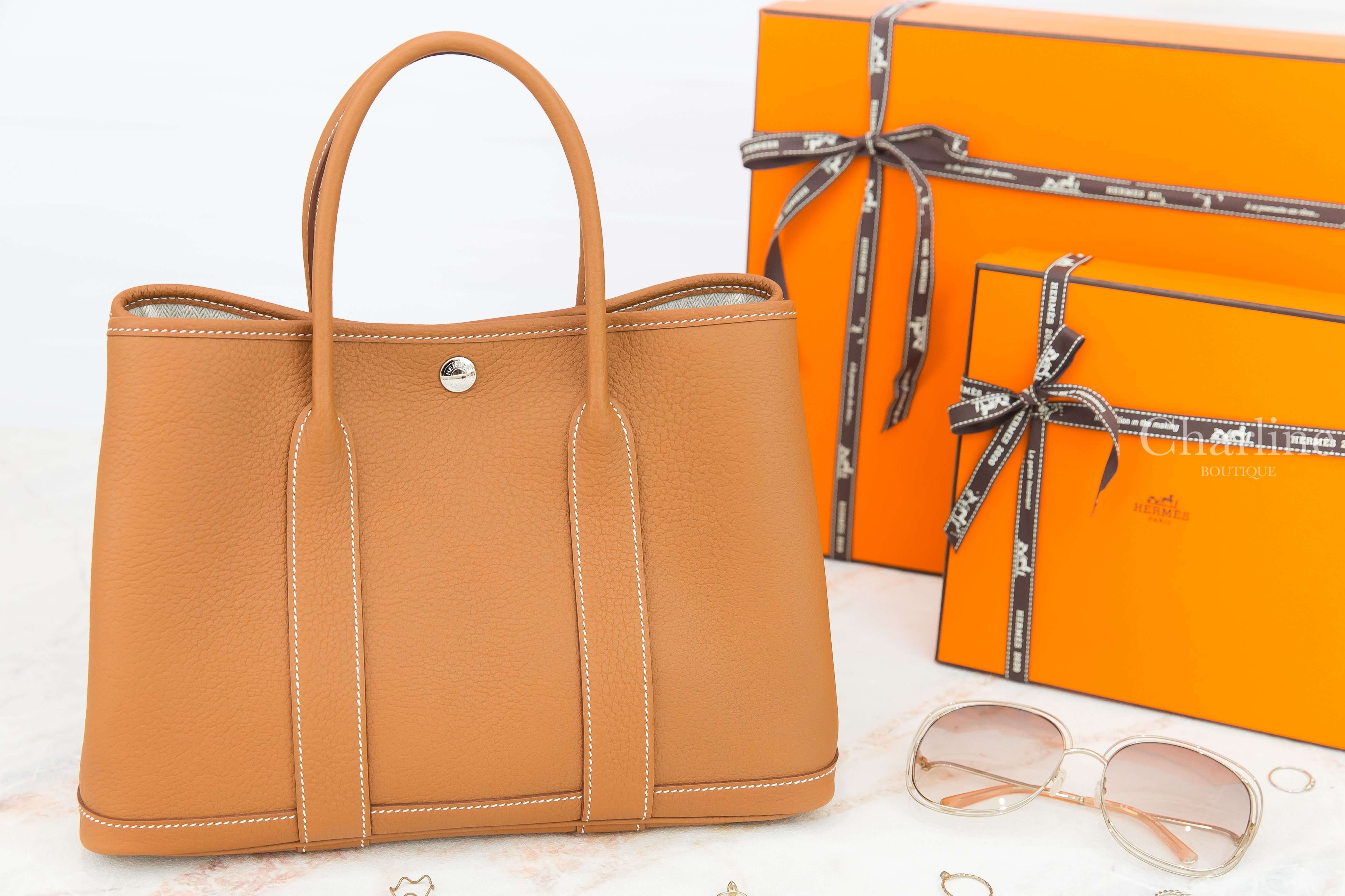 Hermes Garden Party 30cm 37 Gold Veau Negonda Y刻焦糖色肩背包-Charline Boutique 精品代購