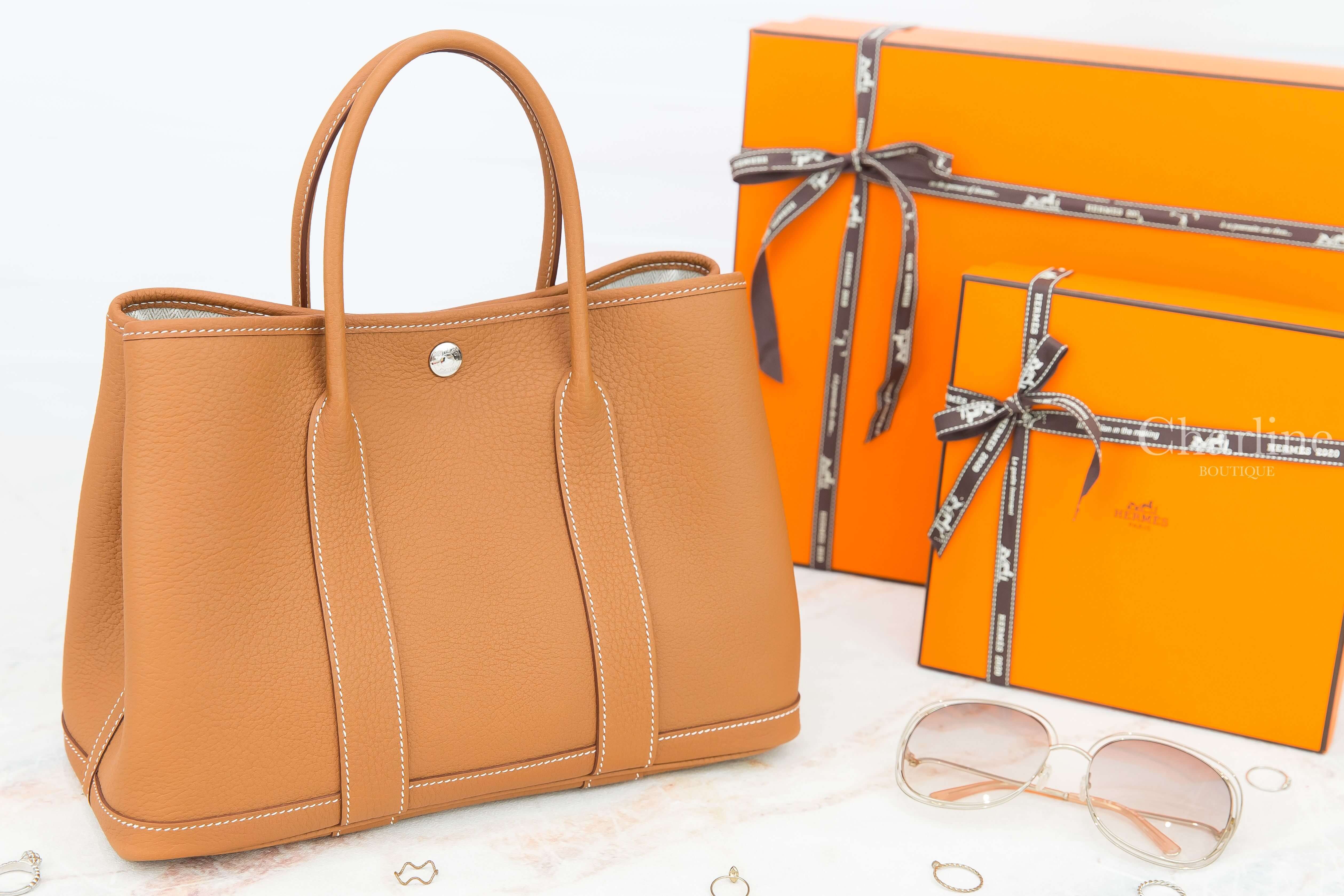 Hermes Garden Party 30cm 37 Gold Veau Negonda Y刻焦糖色肩背包-Charline Boutique 精品代購