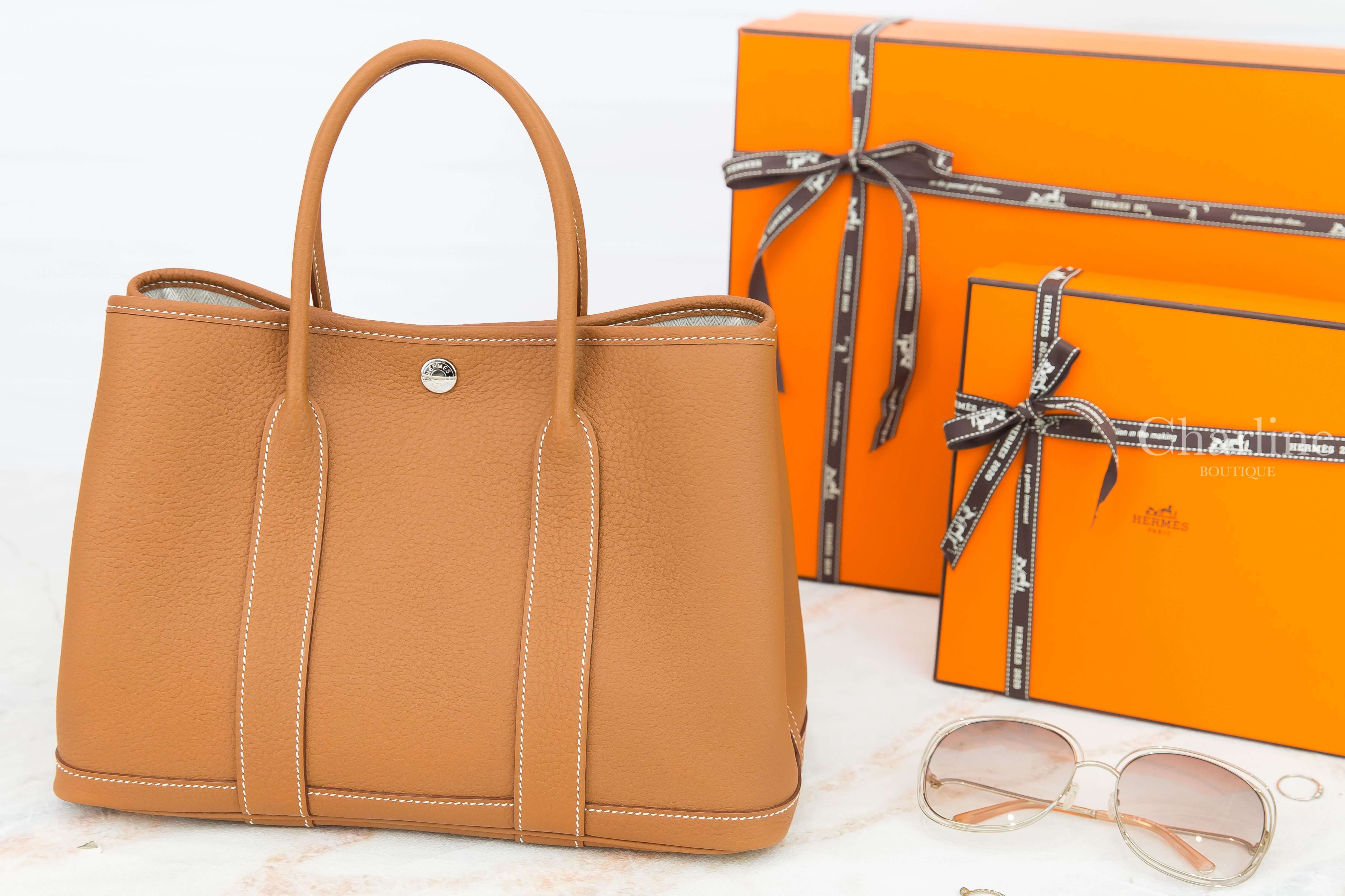 Hermes Garden Party 30cm 37 Gold Veau Negonda Y刻焦糖色肩背包-Charline Boutique 精品代購