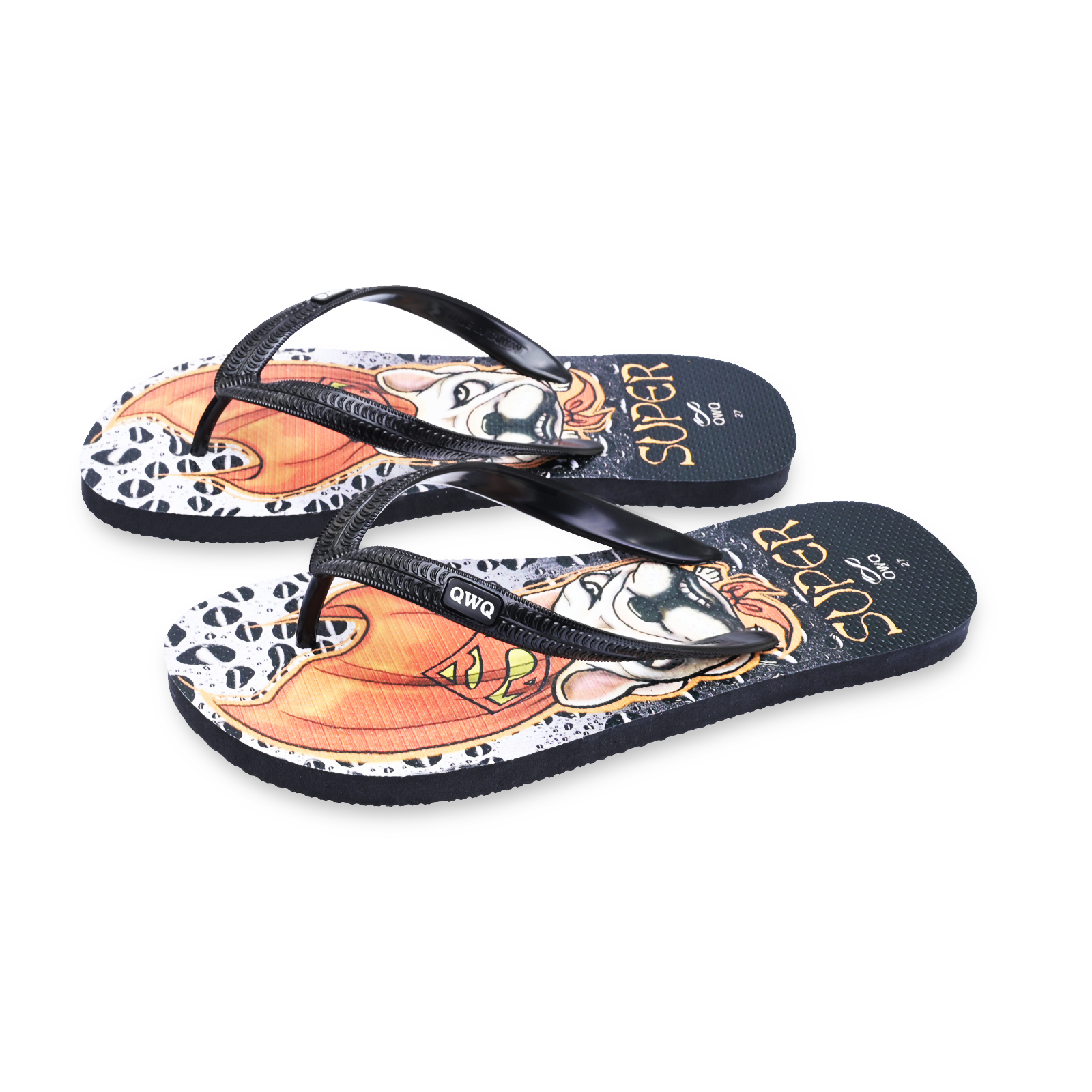 Super Dog 黑色 插圖男款夾腳拖鞋 文創繪圖狗狗風格款