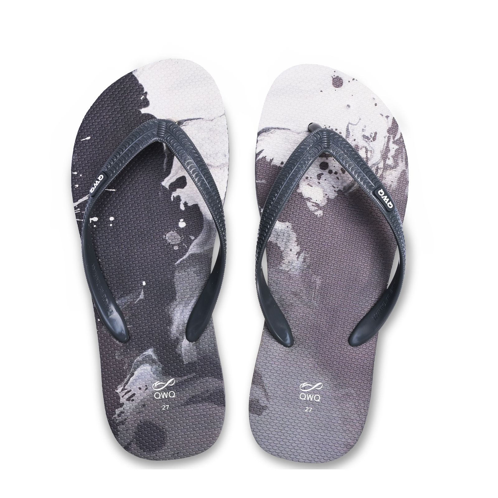 潑墨 灰色 插圖男款夾腳拖鞋 LE原創