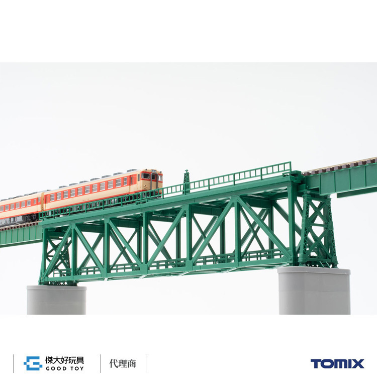 TOMIX 3267 Fine Track Single Track Deck Truss Bridge S280 (F) (Dark Green) (with 2 Concrete Piers)