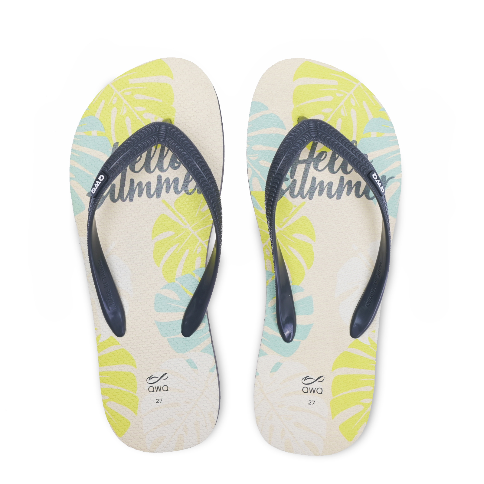 summer 淺灰色  插圖男款夾腳拖鞋 沙灘意象款 Joyful 就苡系列