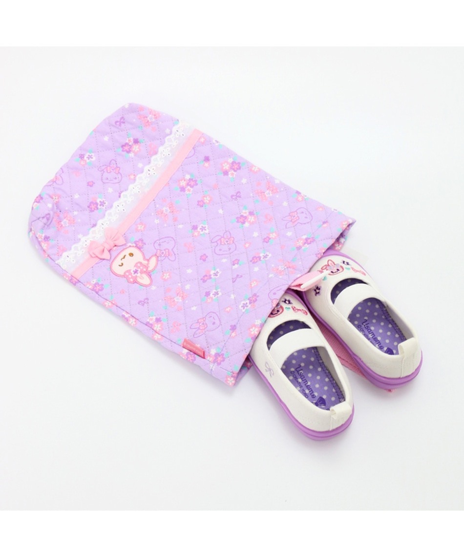 Usamomo 萌兔桃桃 鞋子【刺繡室內鞋 紫】14cm