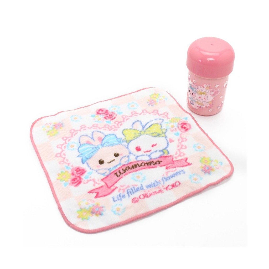 Usamomo 萌兔桃桃 -毛巾 小方巾花漾 含收納罐