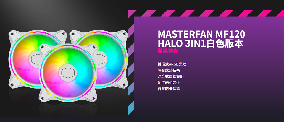 米特3C數位–酷碼 MasterFan MF120 HALO 3合1組/白色/MFL-B2DW-183PA-R1