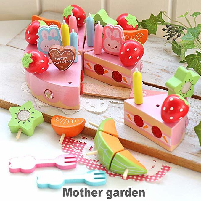 Usamomo 萌兔桃桃 木製家家酒玩具 食物-繽紛蛋糕組
