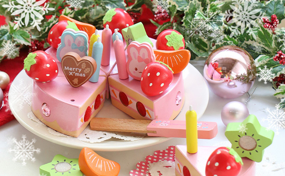 Usamomo 萌兔桃桃 木製家家酒玩具 食物-繽紛蛋糕組