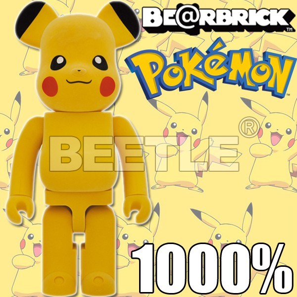 BEETLE BE@RBRICK 皮卡丘PIKACHU 植絨FLOCKED 1000% POKEMON 寶