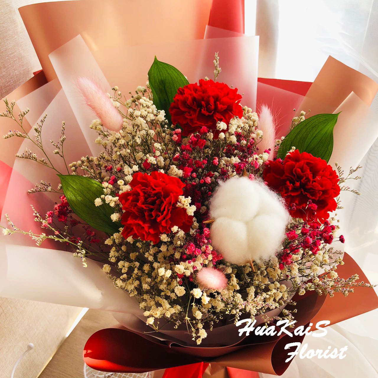 康乃馨花束|母親節花束|永生花束|母親節禮物|紅色康乃馨