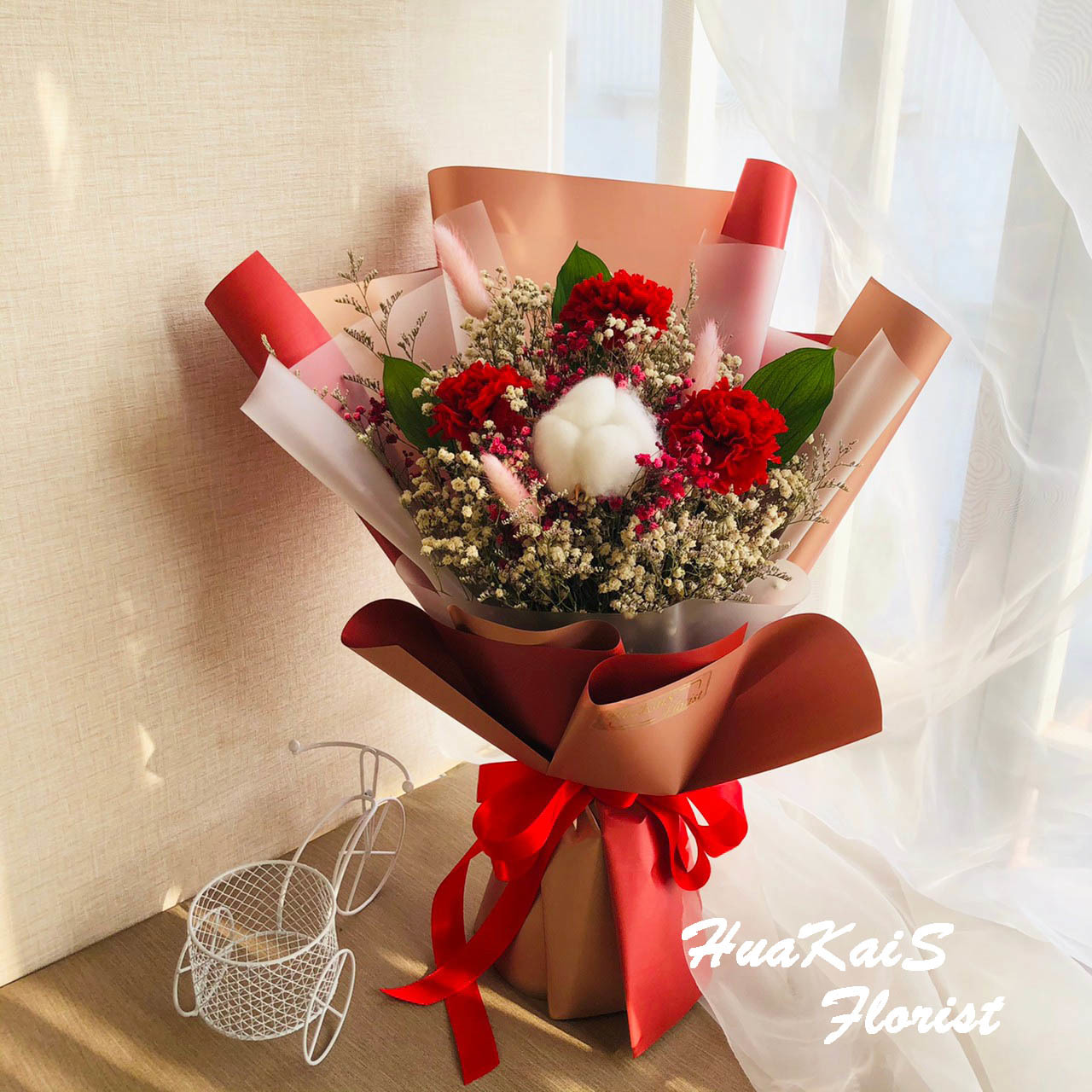 康乃馨花束|母親節花束|永生花束|母親節禮物|紅色康乃馨
