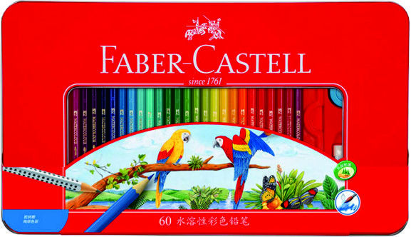 Faber 水溶60色鐵盒木顏色