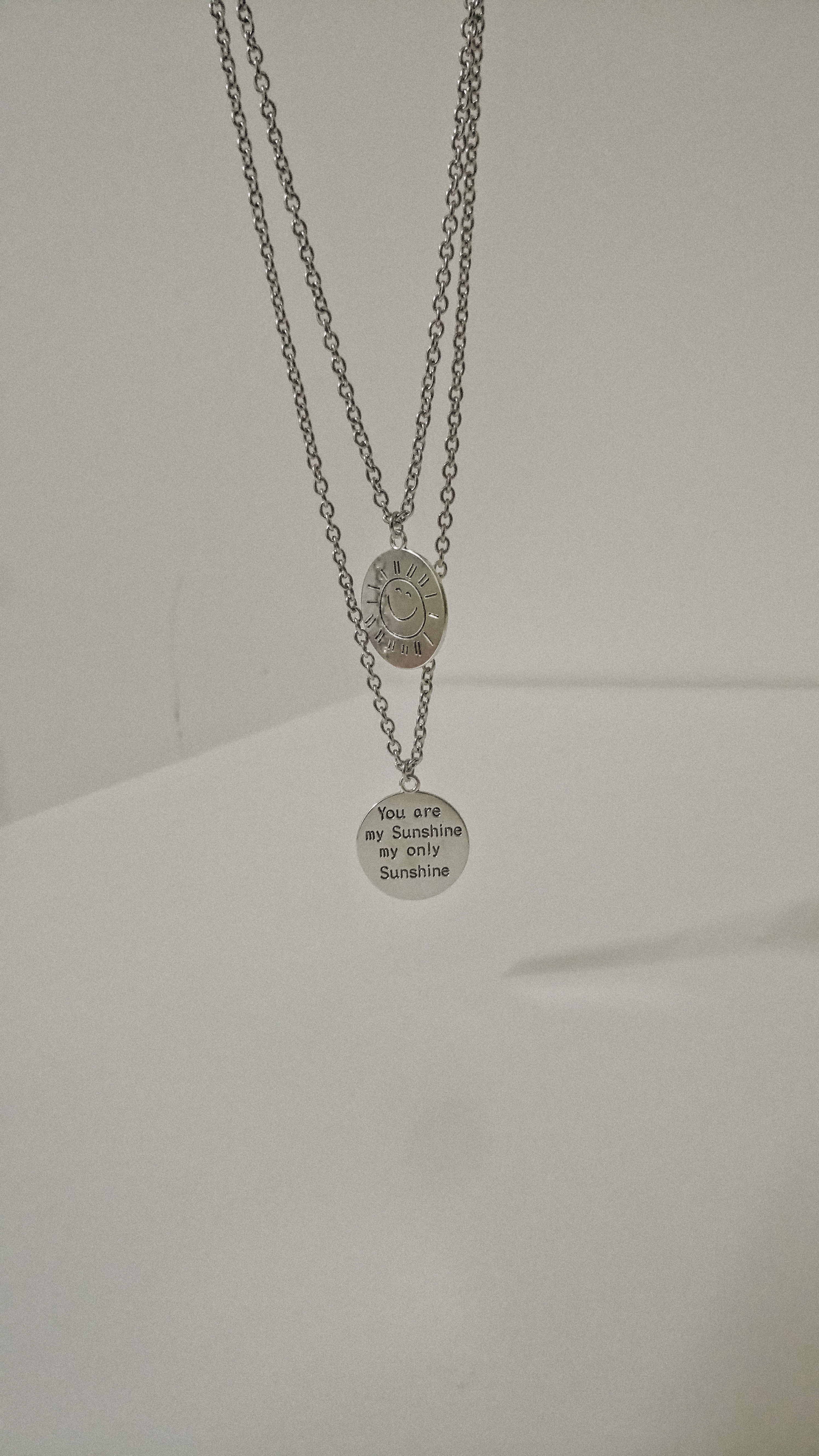 #現貨 (ACCN509) 鋼項鍊 微笑陽光雙面圓牌