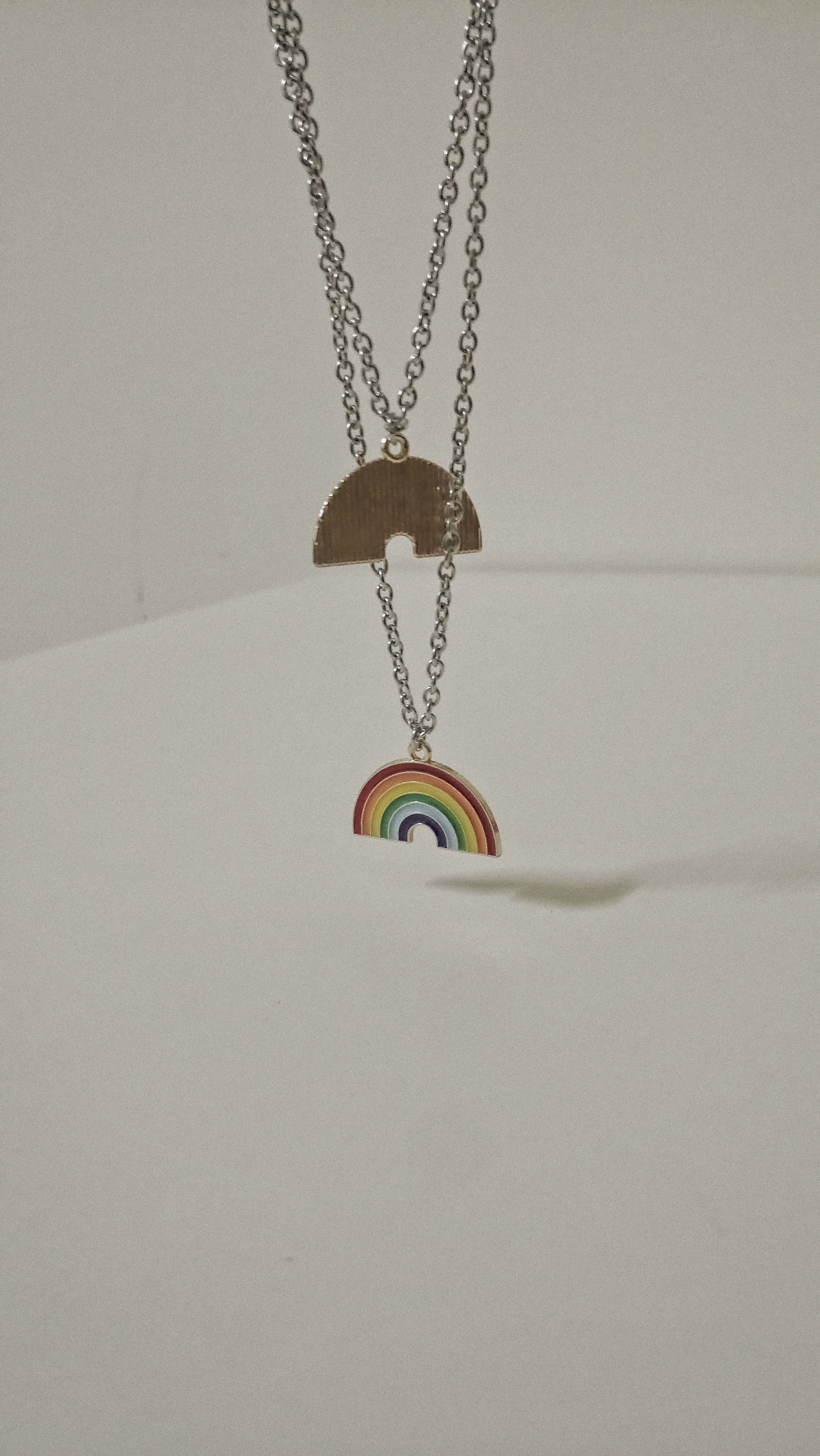 #現貨 (ACCN510) 鋼項鍊 金邊滴釉彩虹