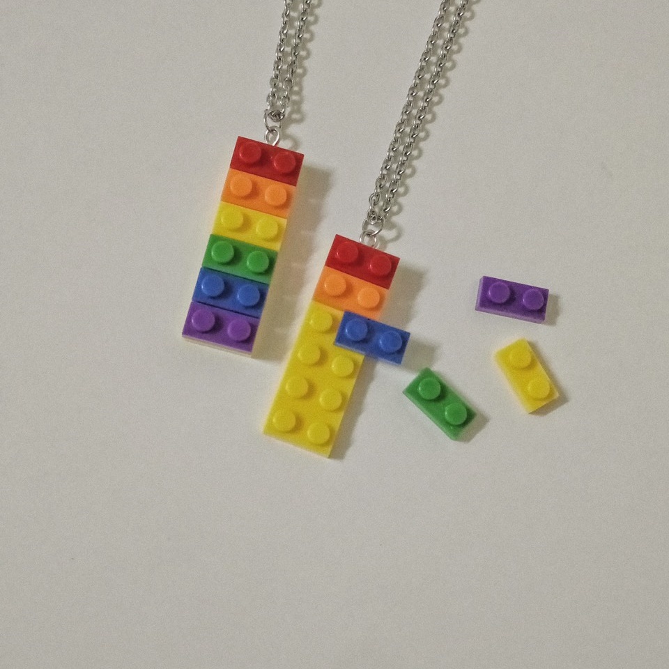 #現貨 (ACCN512) 鋼項鍊 彩色積木