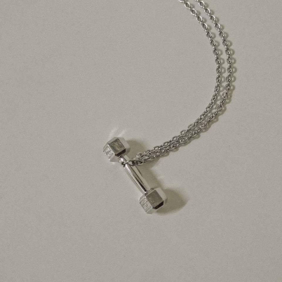 #現貨 (ACCN525) 鋼項鍊 健身啞鈴