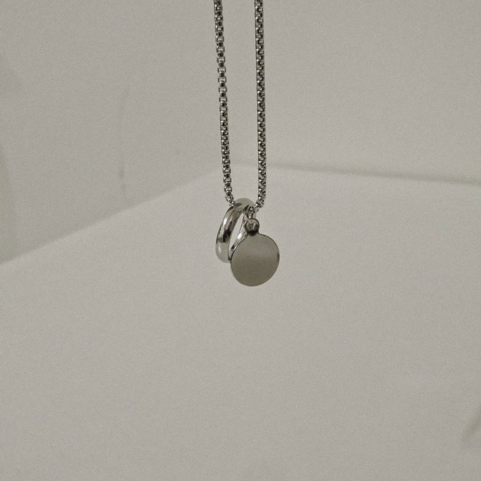 #現貨 (ACCN531) 鋼項鍊 圓牌圓戒