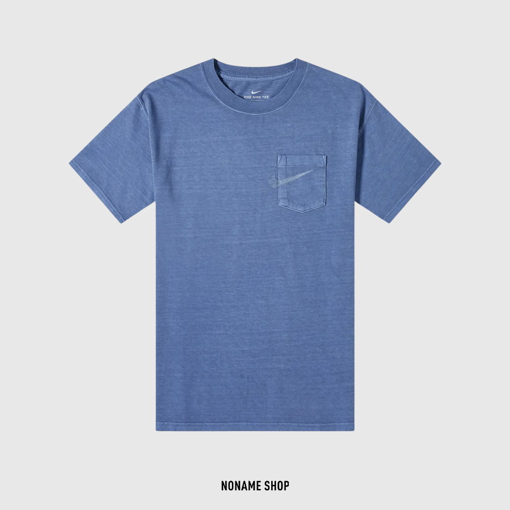 💥出清特價💥 NIKE SB SWOOSH 口袋 勾勾 車縫線 水洗 短袖 短T 短TEE 靛青藍 (男款)