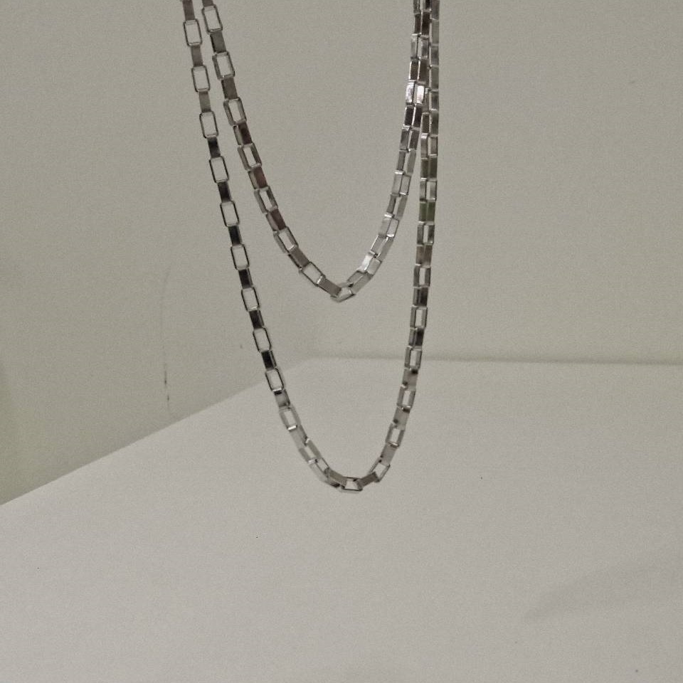 #現貨 (ACCN534) 鋼項鍊 中空長方鍊