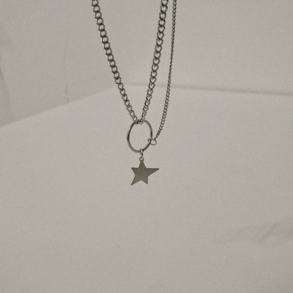 #現貨 (ACCN537) 鋼項鍊 星星圓環雙鍊