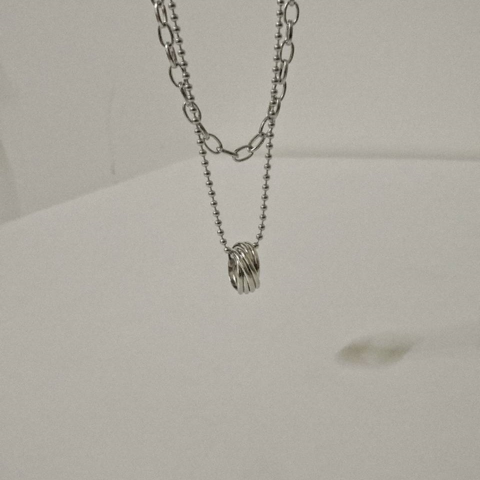 #現貨 (ACCN540) 鋼項鍊 多環吊墜雙層鍊