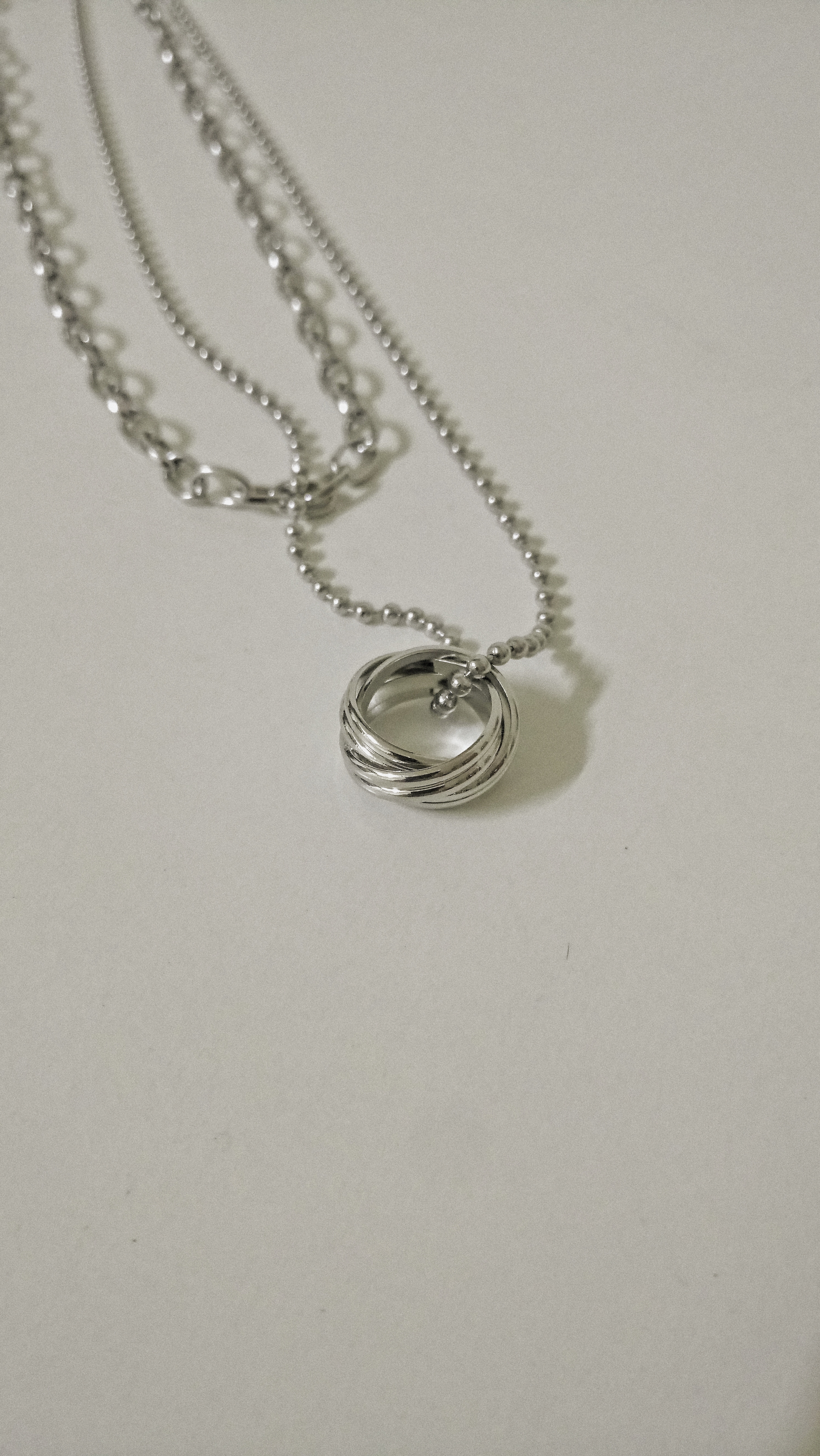 #現貨 (ACCN540) 鋼項鍊 多環吊墜雙層鍊