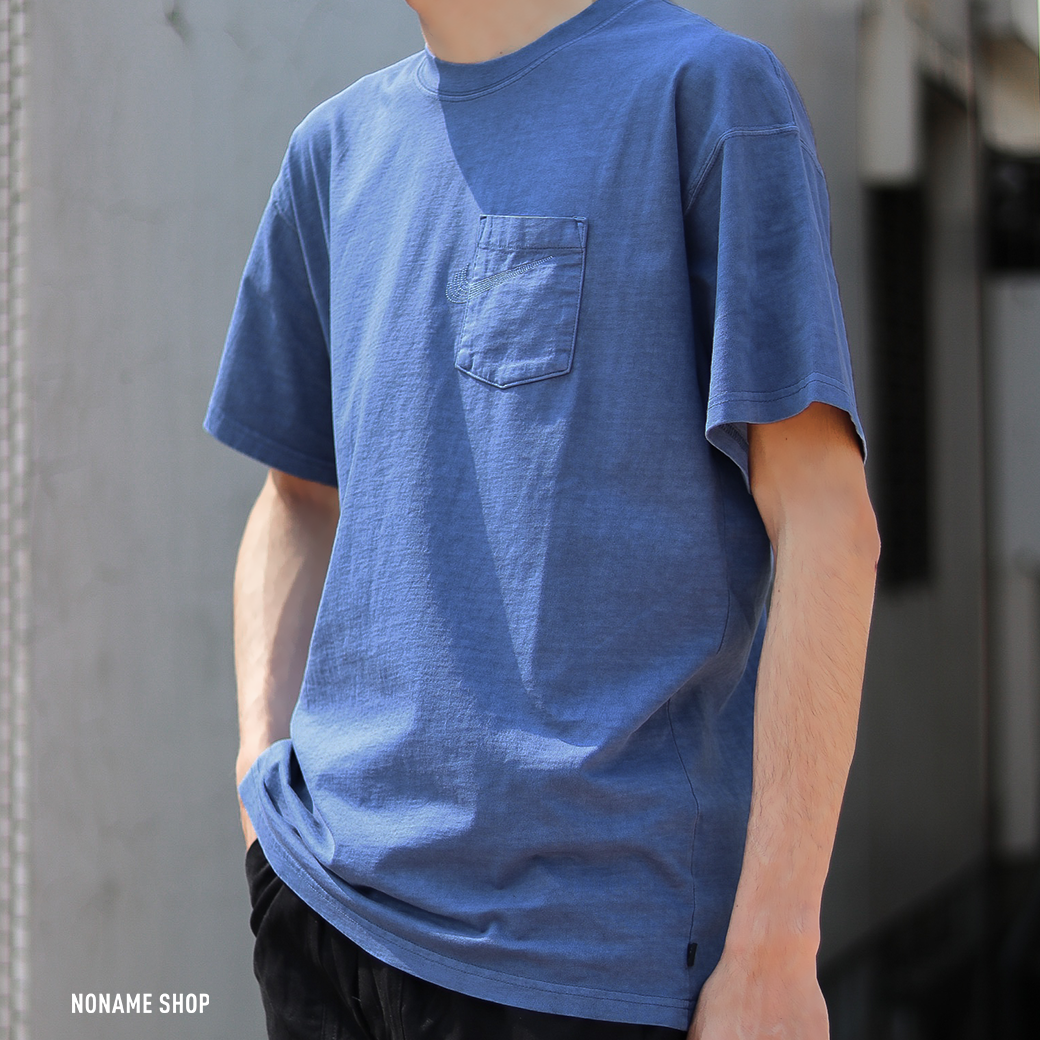 💥出清特價💥 NIKE SB SWOOSH 口袋 勾勾 車縫線 水洗 短袖 短T 短TEE 靛青藍 (男款)