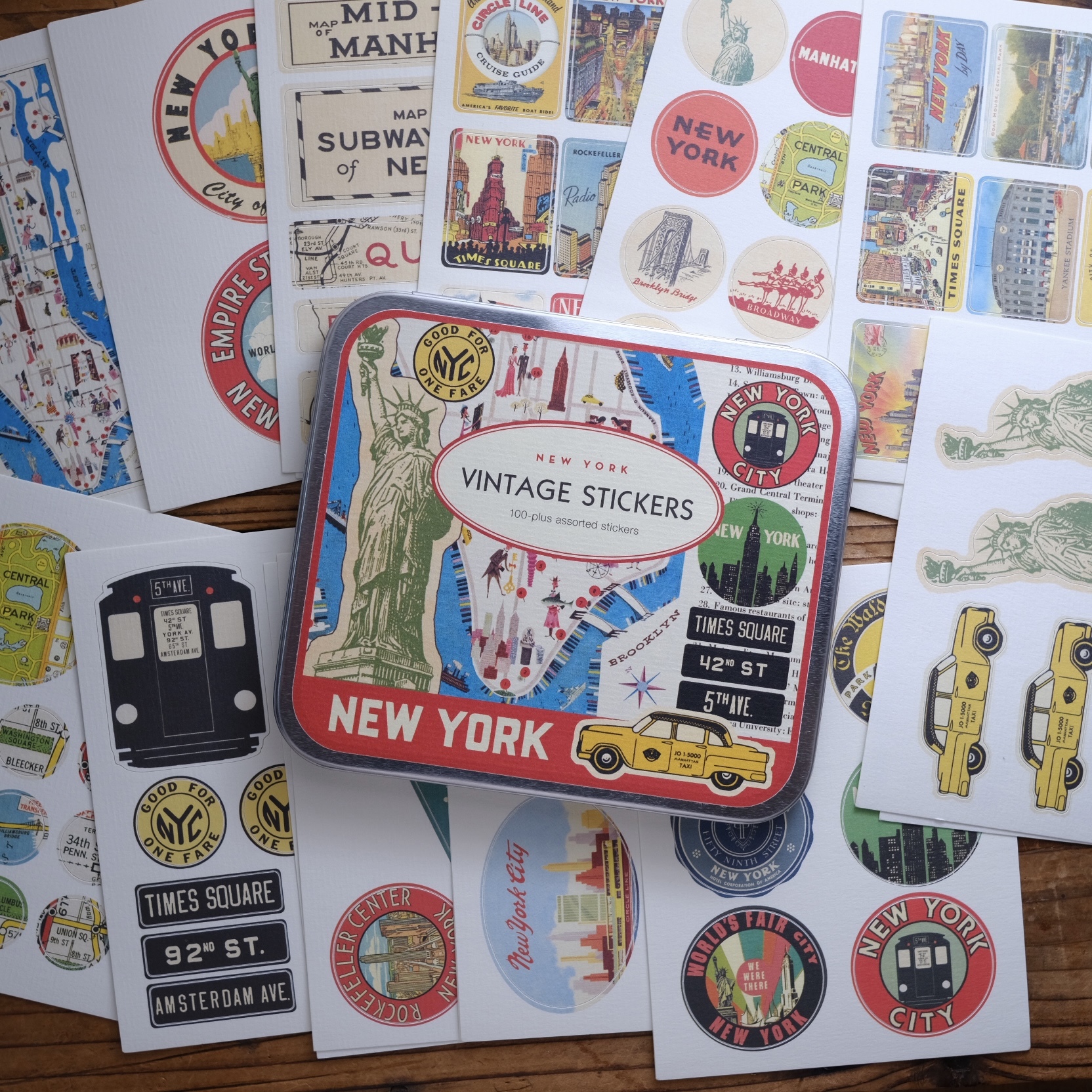 Cavallini & Co. 鐵盒貼紙組 (24入) / 美國