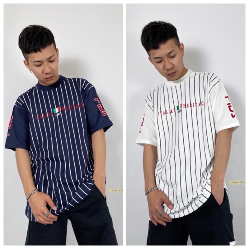 Fila 直條紋 國旗字母Logo 短袖T恤 短T
