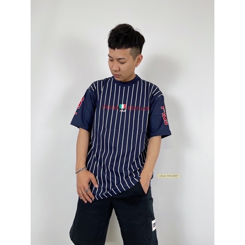 Fila 直條紋 國旗字母Logo 短袖T恤 短T