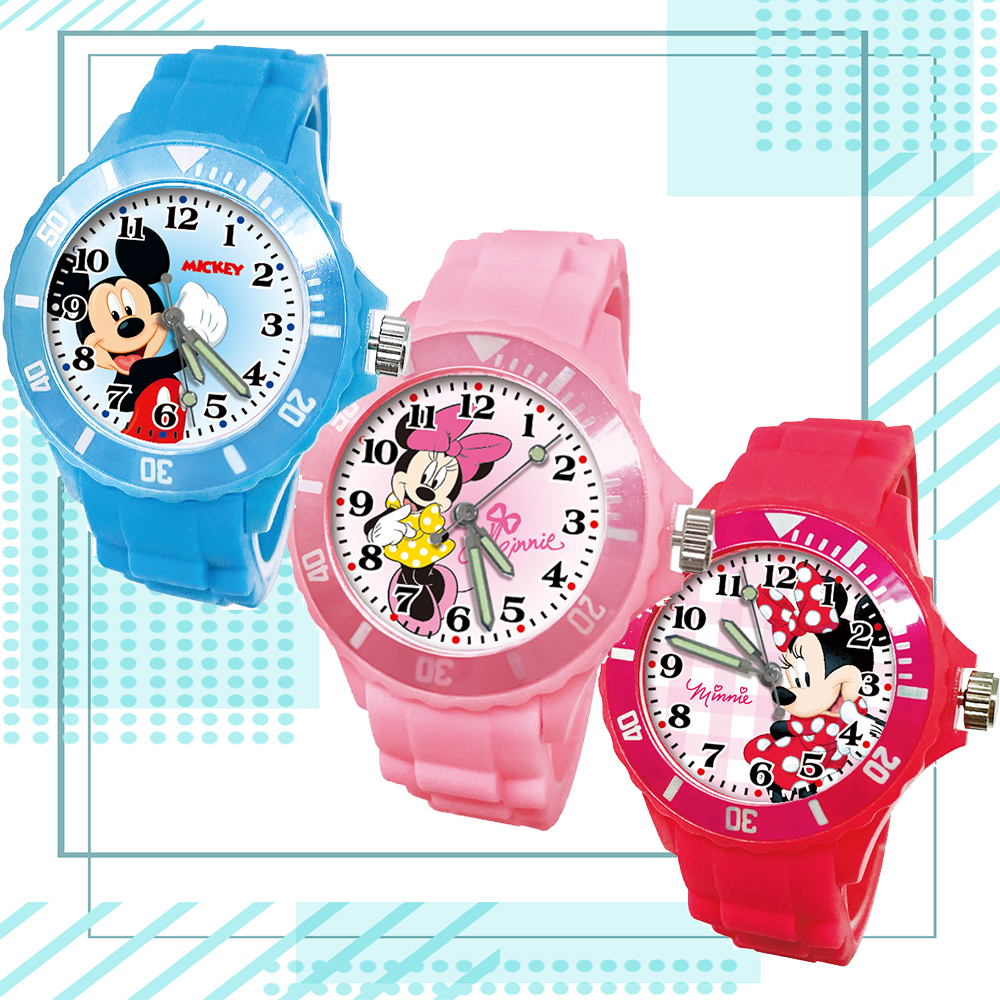 【迪士尼】活力米奇運動彩帶錶 (水藍色)